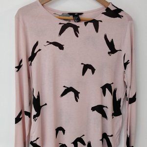 H&M Pink & Black Flying Geese Long Sleeve Shirt